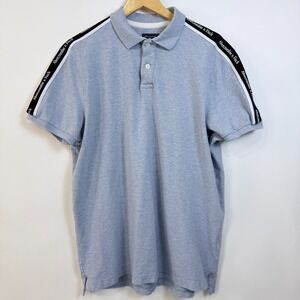 Abercrombie & Fitch Spellout Polo Mens XXL Slim Fit Heathered Blue Cotton